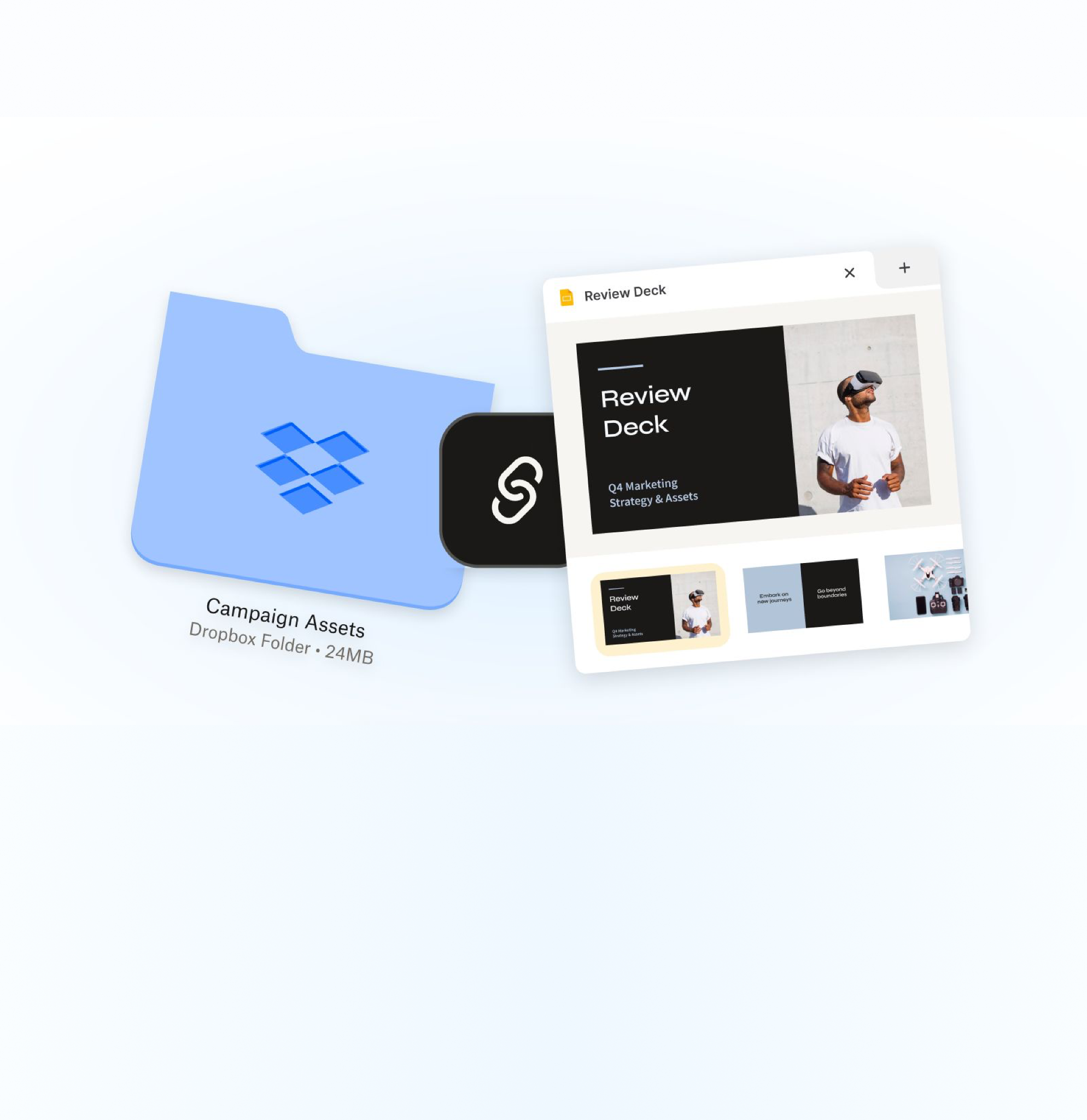 Dropbox folder connected to a review deck