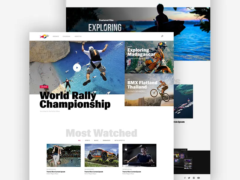 Red Bull TV website design